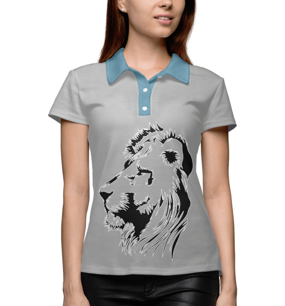 Женское поло с изображением Лев (в профиль) цвета Белый