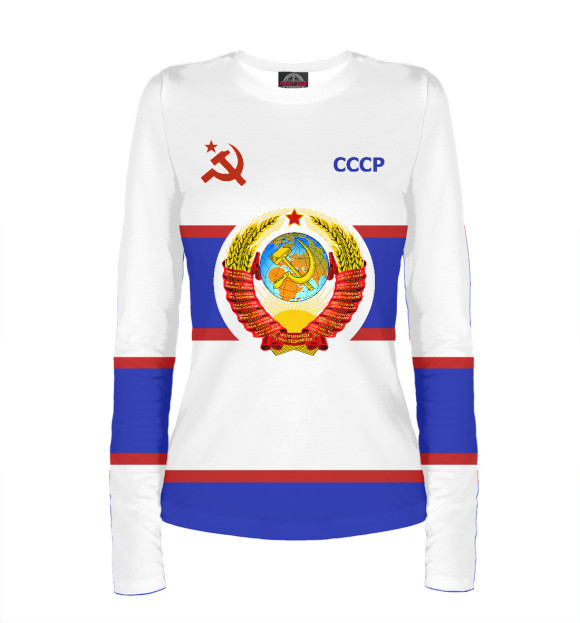 Женский лонгслив с изображением СССР цвета Белый