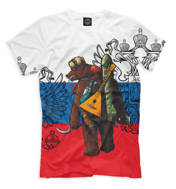 Мужская футболка с изображением Опасный медведь цвета Молочно-белый
