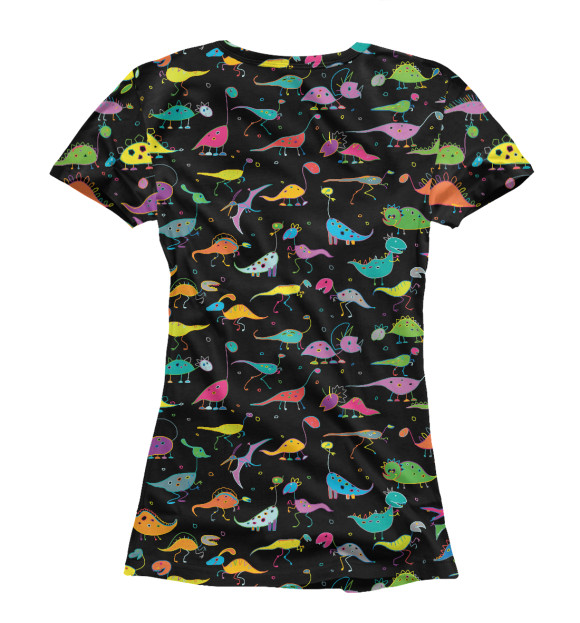 Футболка для девочек с изображением Светящиеся динозавры цвета Белый