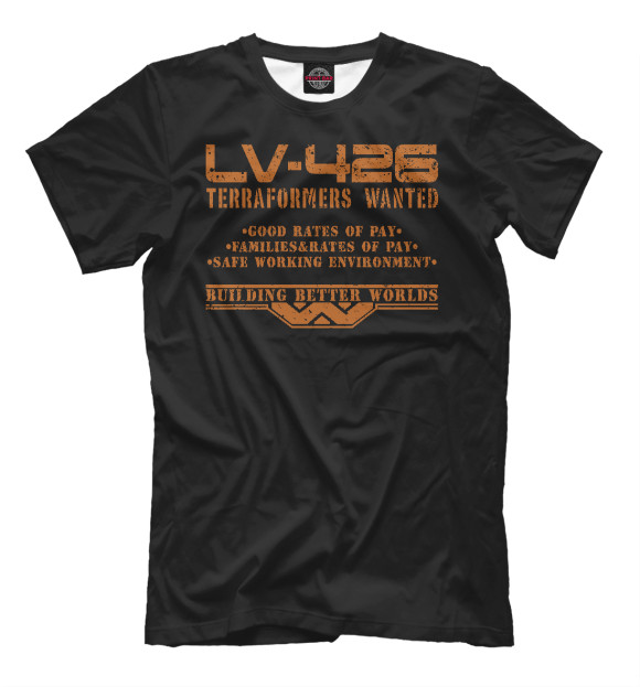 Мужская футболка с изображением LV426 цвета Черный