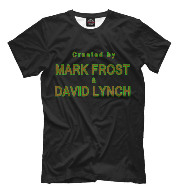 Мужская футболка с изображением Created by Mark Frost & David Lynch цвета Черный