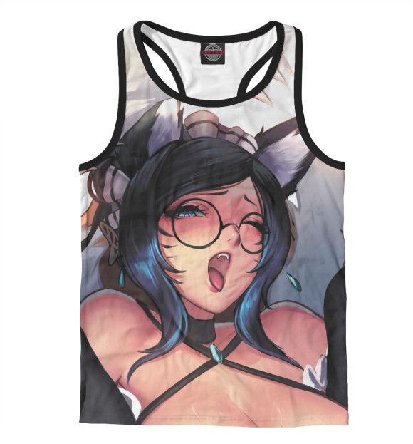 Мужская майка-борцовка с изображением Ахегао цвета Белый