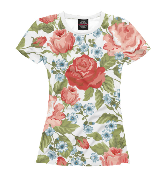 Женская футболка с изображением розы цвета Белый