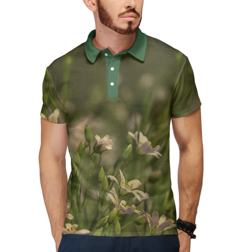 

Поло Print Bar, Белый, Полевые цветы