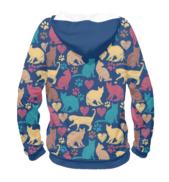 Женское худи с изображением Love Cats Pets! цвета Белый