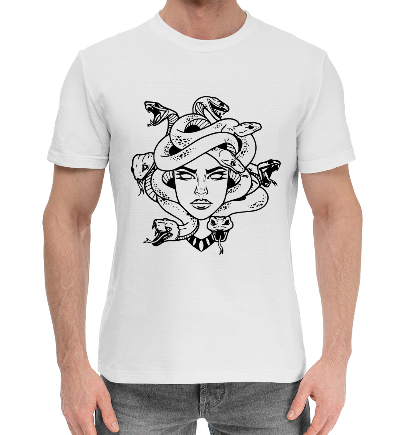 Мужская Хлопковая футболка Medusa tattoo print, артикул: MFL-511238-hfu-2