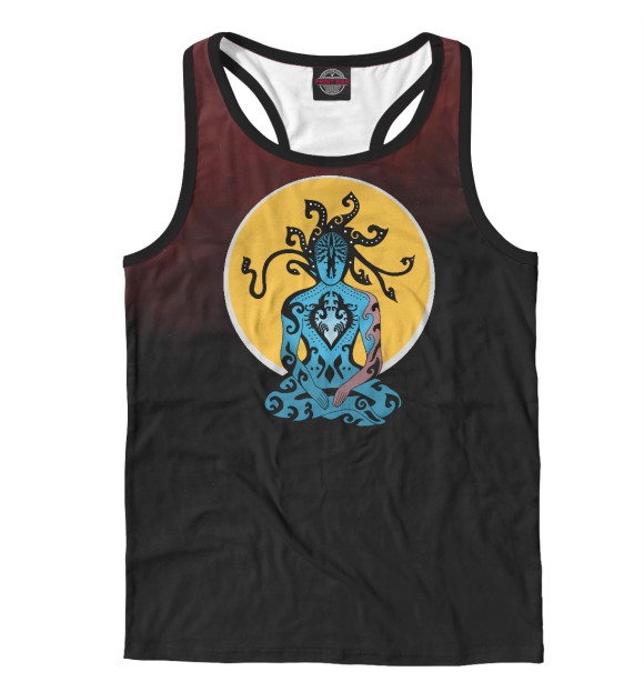 Мужская майка-борцовка с изображением Alien Yogi цвета Белый