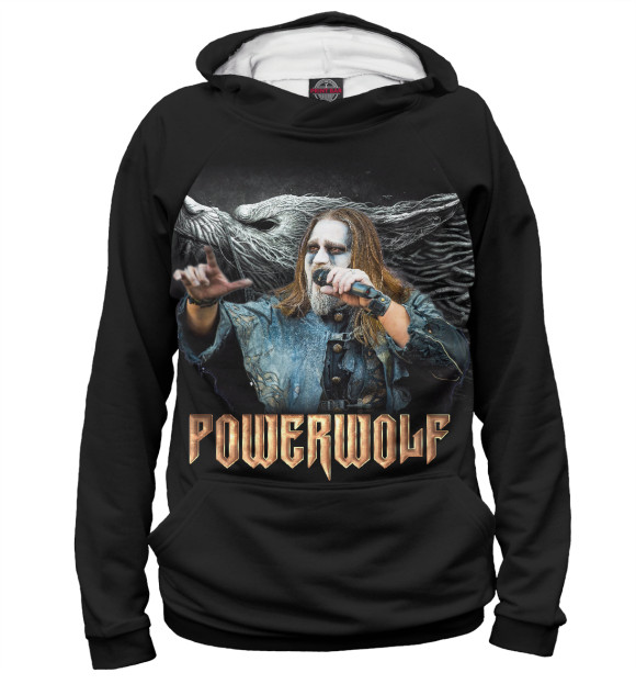 Мужское худи с изображением Powerwolf - Attila Dorn цвета Белый