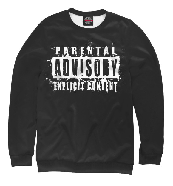 Мужской свитшот с изображением Parental Advisory цвета Белый