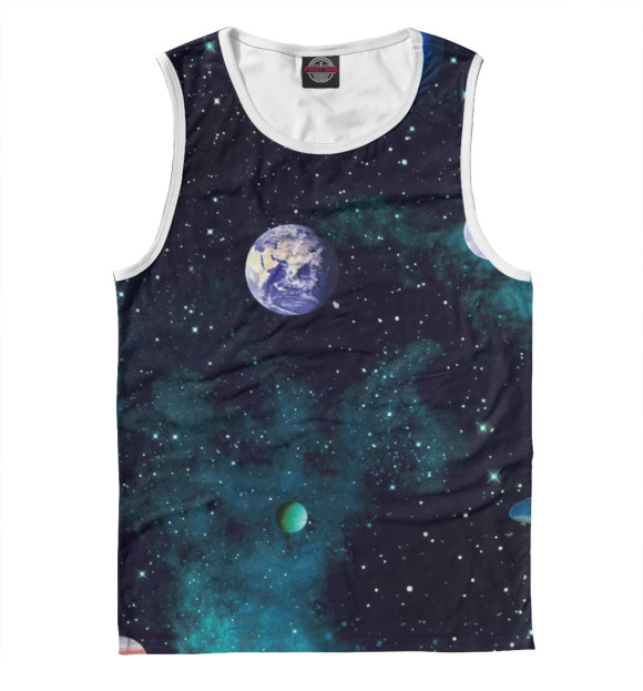 Мужская майка с изображением Космос стар цвета Белый