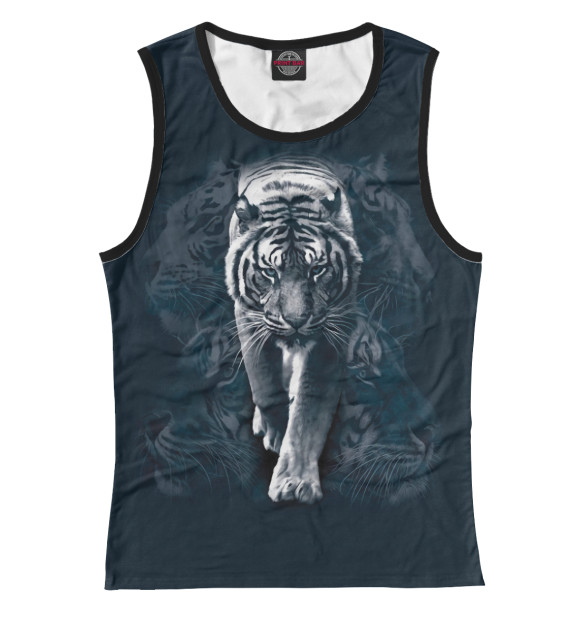 Женская майка с притом Тигр цвета Белый Женская майка с изображением Тигр цвета Белый
