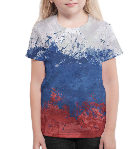 Футболка для девочек с изображением Триколор цвета Белый