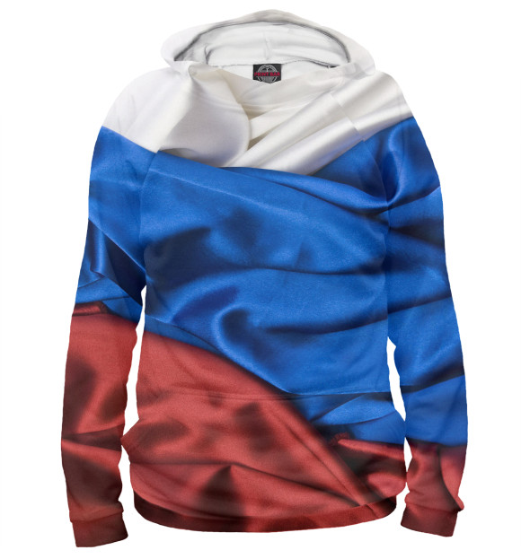 Худи для девочки с изображением Флаг России цвета Белый