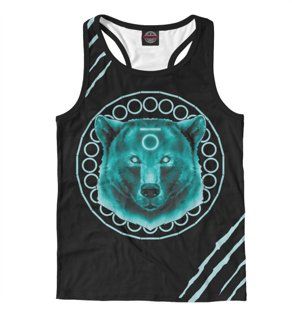 Мужская майка-борцовка с изображением Чертог Медведя (дух медведя) цвета Белый