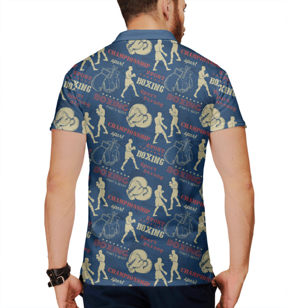 Мужское поло с изображением Бокс цвета Белый