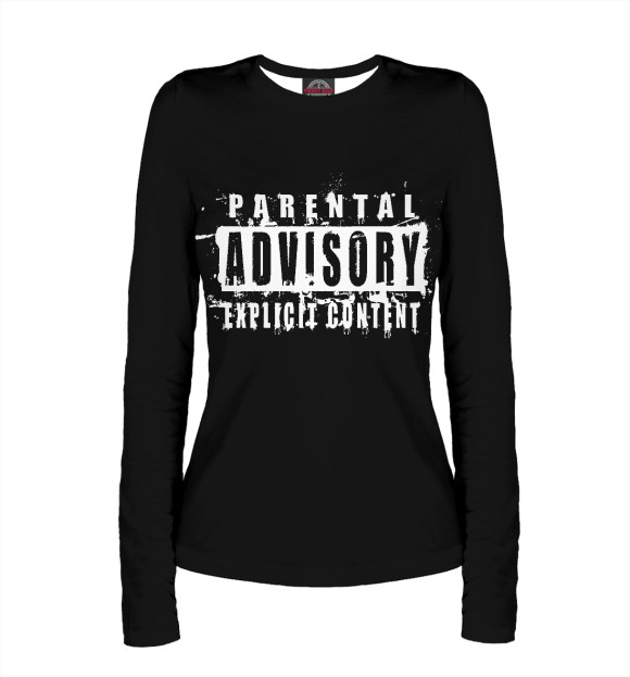 Женский лонгслив с изображением Parental Advisory цвета Белый