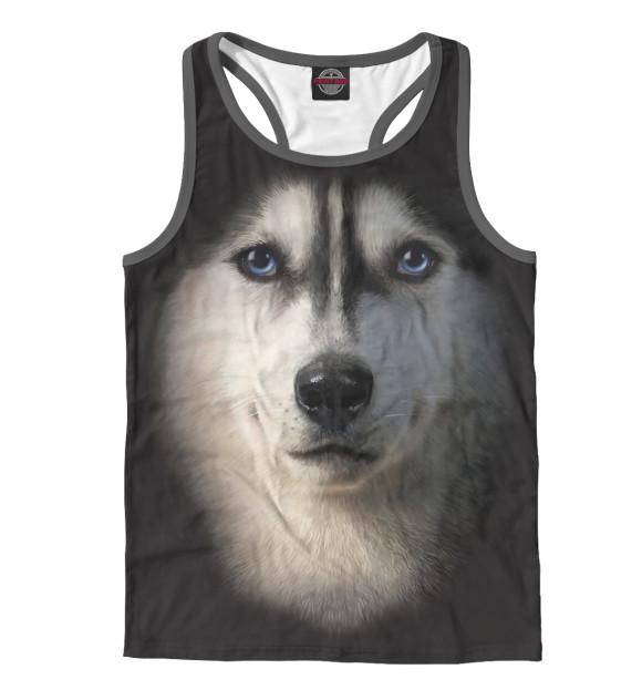 Мужская майка-борцовка с изображением Собака цвета Белый