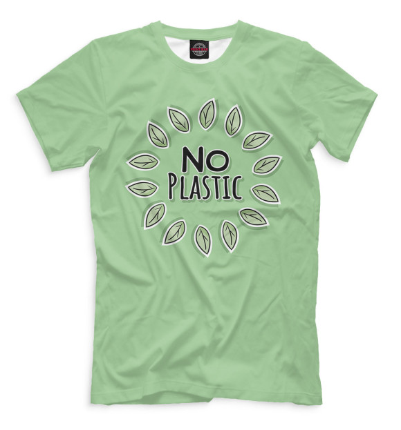 Мужская футболка с изображением No Plastic цвета Белый