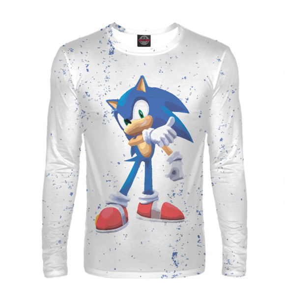 Мужской лонгслив с изображением Sonic цвета Белый