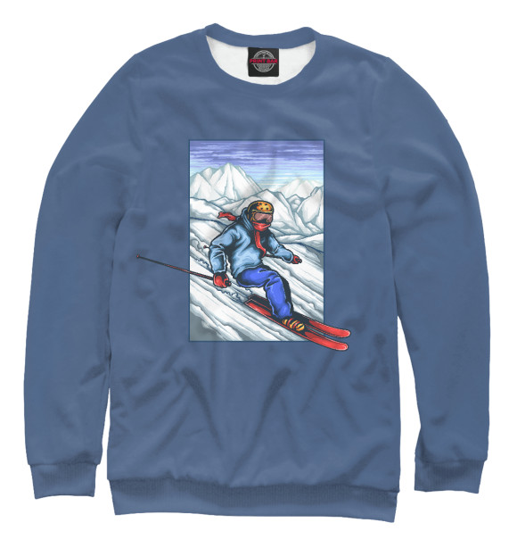 Мужской свитшот с изображением Лыжный Спорт цвета Белый