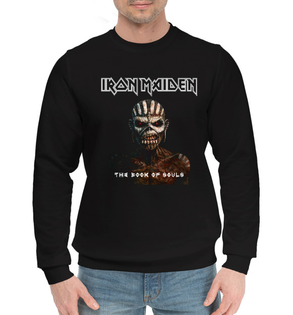 Мужской хлопковый свитшот с изображением Ironmaiden цвета Черный