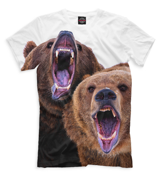 Мужская футболка с изображением Медведи цвета Молочно-белый