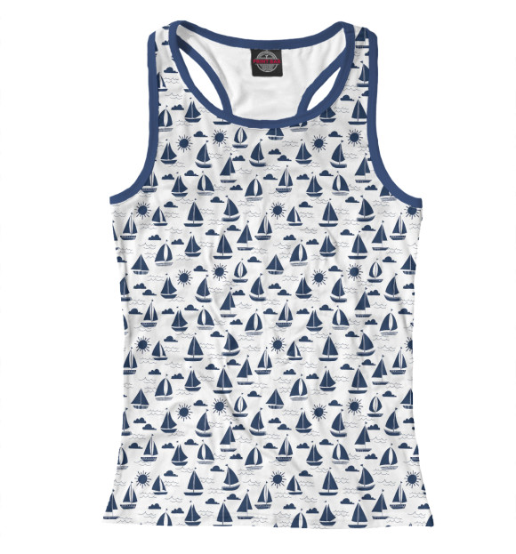 Женская майка-борцовка с изображением Кораблики на белом цвета Белый