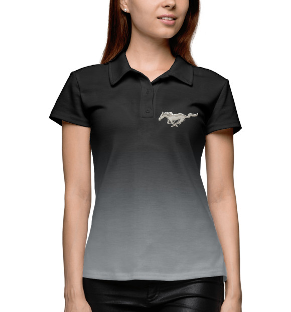 Женское поло с изображением Mustang цвета Белый