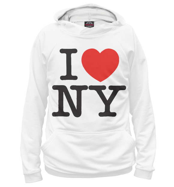 Женское худи с изображением I Love New York цвета Белый