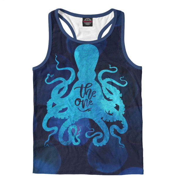 Мужская майка-борцовка с изображением Осьминог цвета Белый