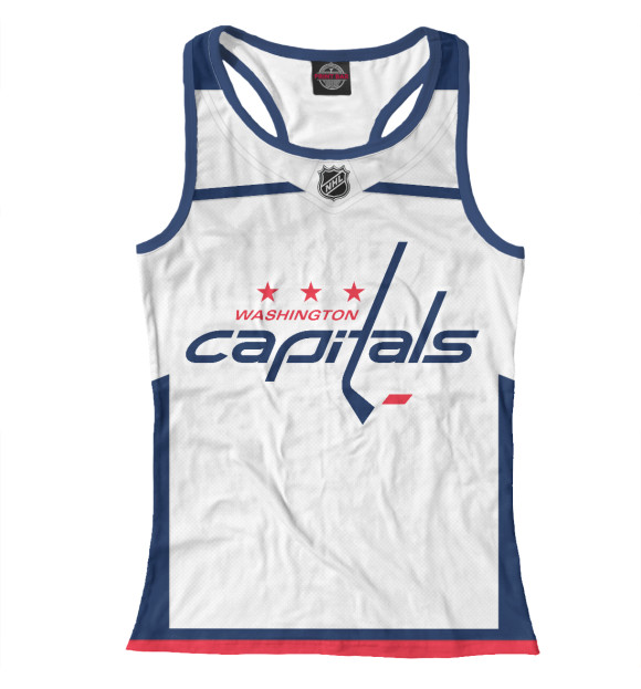 Женская майка-борцовка с изображением Washington Capitals Форма Гостевая 2018 цвета Белый