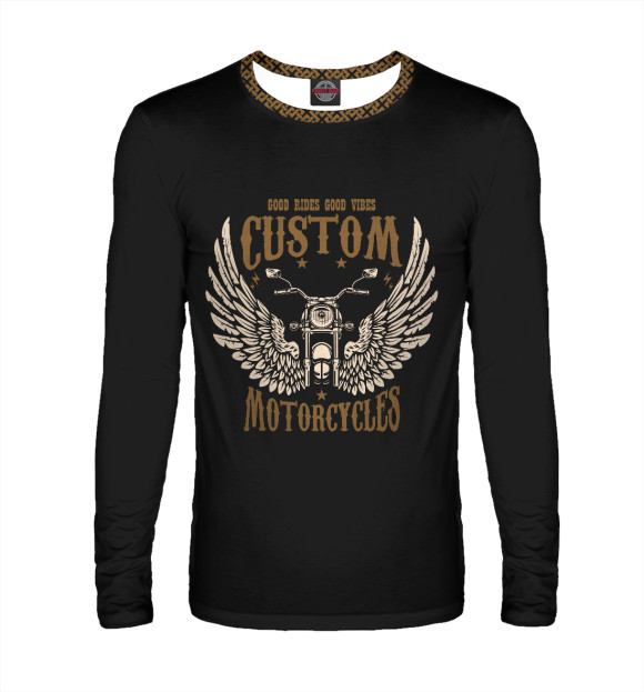 Мужской лонгслив с изображением Custom Motorcycles цвета Белый