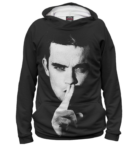 Мужское худи с изображением Robbie Williams цвета Белый