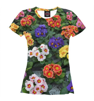 Женская футболка Клумба с цветами