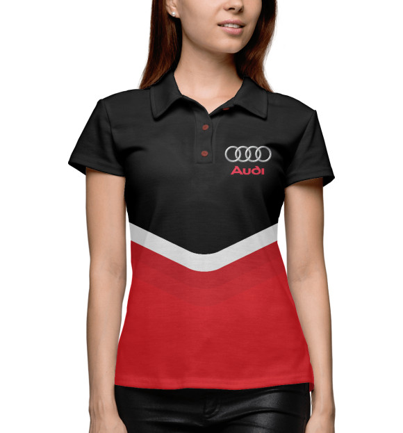 Женское поло с изображением Audi Black & Red цвета Белый