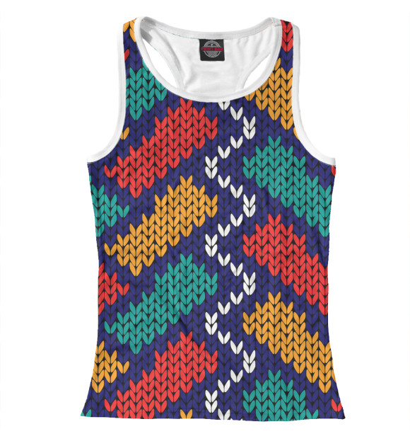 Женская майка-борцовка с изображением Новогодняя вышивка цвета Белый