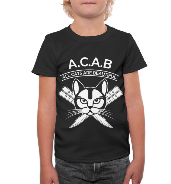 Футболка для мальчиков с изображением A.C.A.B. цвета Белый