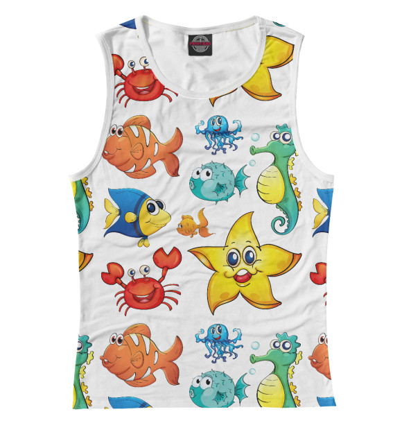 Майка для девочки с изображением Sea Friends цвета Белый