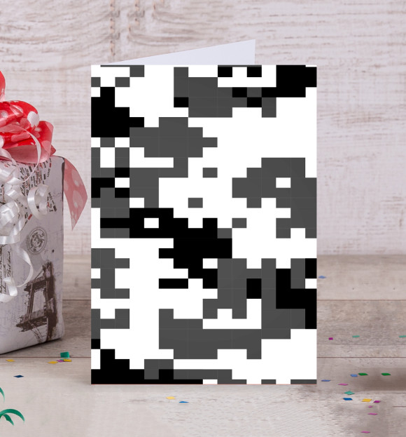 Открытка с изображением Пиксельный камуфляж цвета Белый