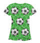 Женская футболка Футбольные мячи на зеленом фоне