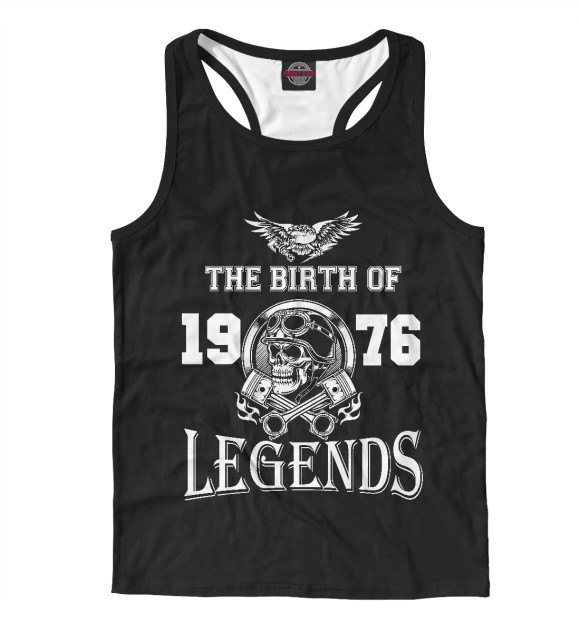 Мужская майка-борцовка с изображением Рождение легенды - 1976 цвета Белый