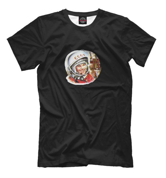 Мужская футболка с изображением Гагарин Анаглиф цвета Белый