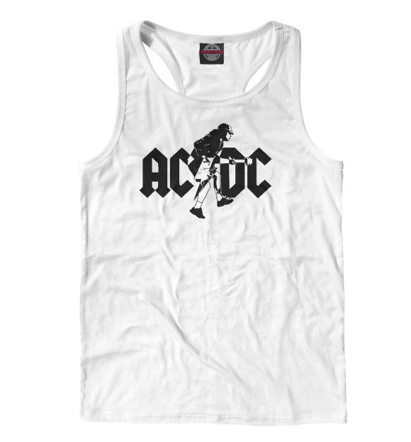 Мужская майка-борцовка с изображением AC/DC цвета Белый