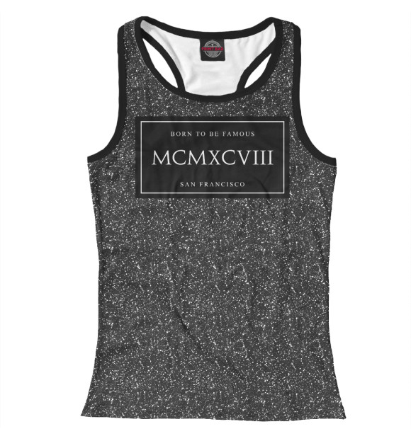 Женская майка-борцовка с изображением MCMXCVIII цвета Белый