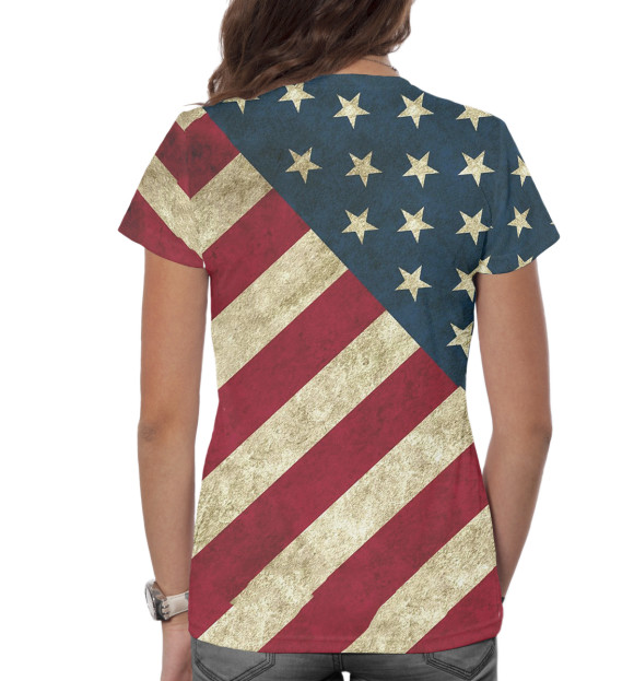 Женская футболка с изображением Флаг США цвета Белый