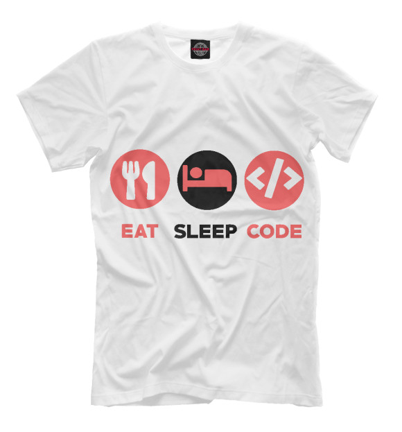 Футболка для мальчиков с изображением Eat sleep code цвета Белый