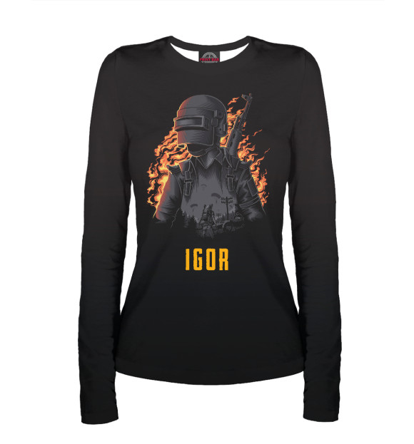 Женский лонгслив с изображением PUBG - Igor цвета Белый