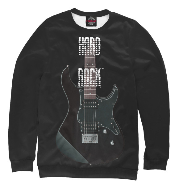 Мужской свитшот с изображением Hard Rock гитара цвета Белый
