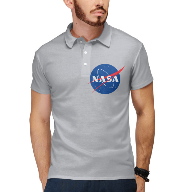 Мужское поло с изображением NASA цвета Белый